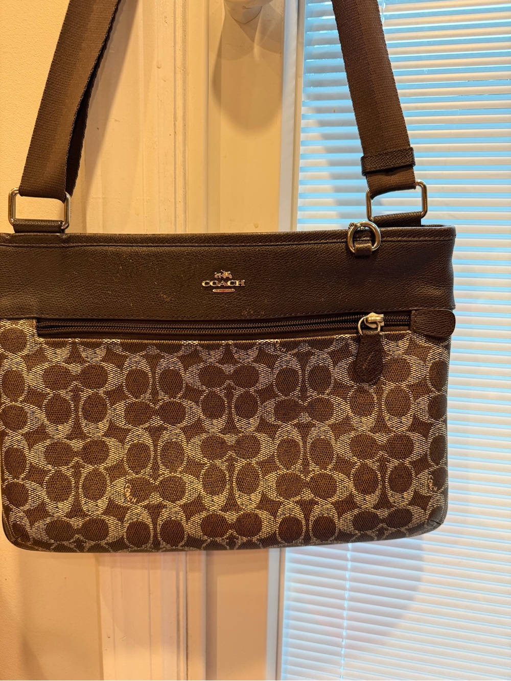 Coach Brown Signature Canvas Crossbody Bag